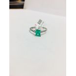 PLatinum emerald solitaire ring,7mm by 5mm(approx 1.20ct ) natural Zambian emerald,2.7gms platinum