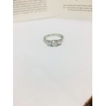 18ct white gold diamond 3 stone ring,3 brilliant cut diamonds 1.15ct total ,3.9gms 18ct white,