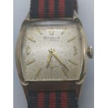 American Men's Art Deco Gold Plated Bulova Watch With Military Strap