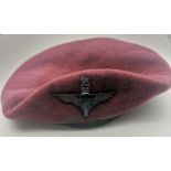 Military Maroon Para Beret & Black Colour Metal Cap Badge