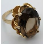 Gold Ring With Smokey Quartz