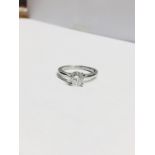 1.30ct diamond solitaire ring with a brilliant cut diamond. F colour and I1 clarity. Set in 18ct