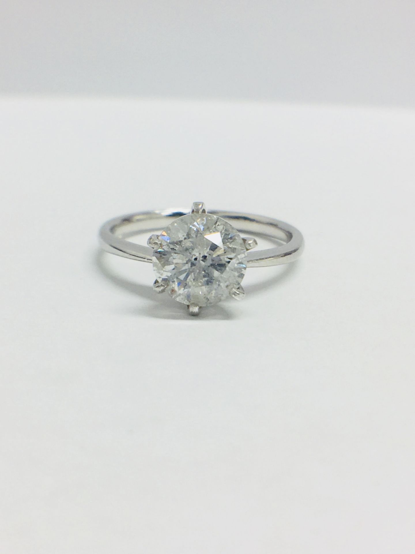 1.73ct diamond solitaire ring set in platinum. I colour and I1 clarity. 4 claw setting. Ring size M. - Image 6 of 6
