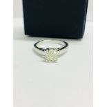 1.00ct diamond solitaire ring with a Cushion cut diamond. J colour and I1 clarity enhanced stone.