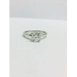 1.03ct diamond solitaire ring set in platinum. Brilliant cut diamond, H colour and I1-2 clarity. 6