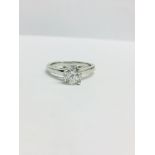 1.05ct diamond solitaire ring with a brilliant cut diamond. H colour and si3 clarity. Set in 18ct