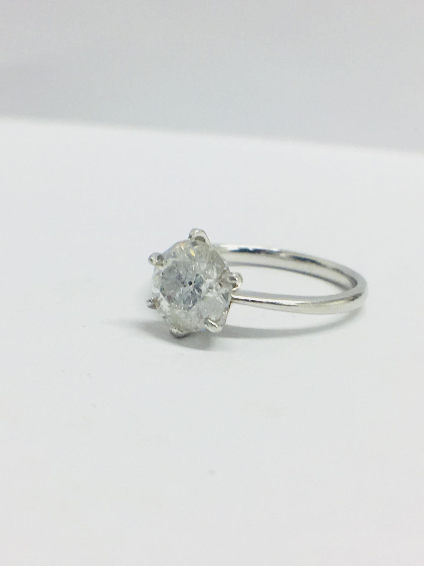 1.73ct diamond solitaire ring set in platinum. I colour and I1 clarity. 4 claw setting. Ring size M. - Image 3 of 6