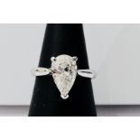 1.57ct Pearshape F colour,I1 clarity natural diamond ,18ct white gold setting 4gms ,uk manufacture,