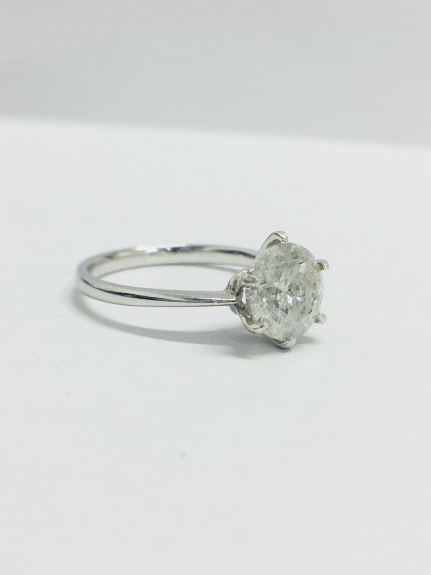 1.73ct diamond solitaire ring set in platinum. I colour and I1 clarity. 4 claw setting. Ring size M. - Image 4 of 6