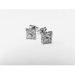 18ct diamond earrings,0.80ct in 8 stone 0.10ct each i si2 clarity and colour 2gms 18ct white gold uk