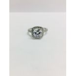 1.00ct diamond set solitaire with a cushion cut diamond, I colour Vvs2 clarity. Set in platinum with