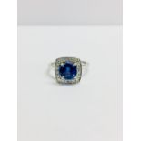 18ct white gold handmade Tanzanite Diamond halo style ring,1ct AAA Tanzanite,020ct brilliant cut