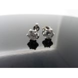 2.01ct Diamond solitaire earrings set with brilliant cut diamonds, H colour I1 clarity. Six claw