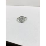 2ct round brilliant cut diamond,h colour i1 clarity,18ct white gold Halo style setting,0.50ct h