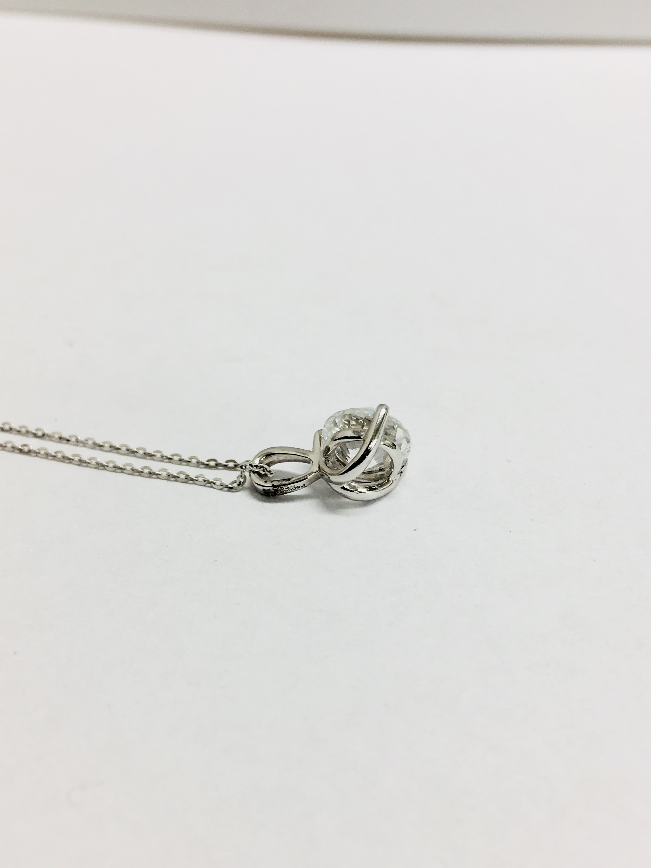 1.01ct diamond solitaire pendant. I colour, si3 clarity. Set in a platinum 4 claw mount with a split - Image 2 of 4