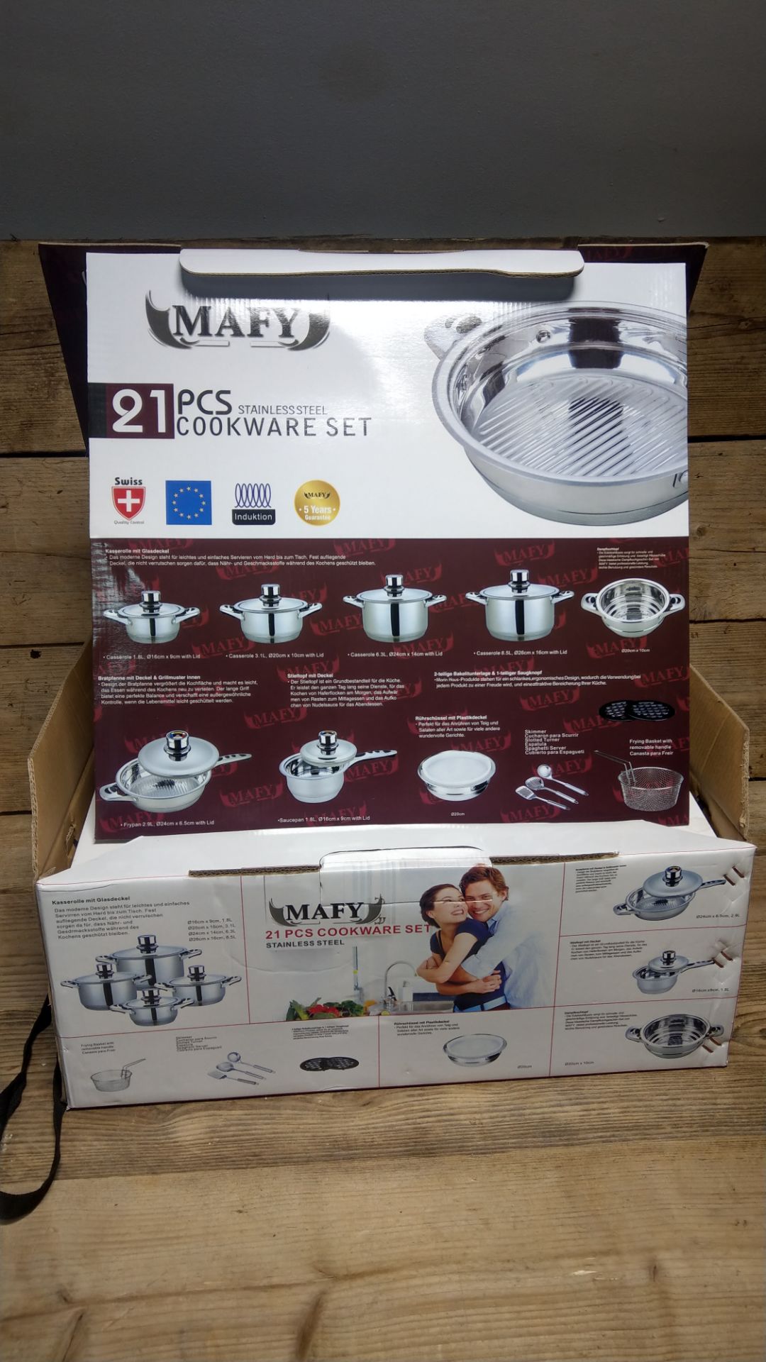 1x Mafy 21 Piece Stainless Steel Cookware set Swiss box 2