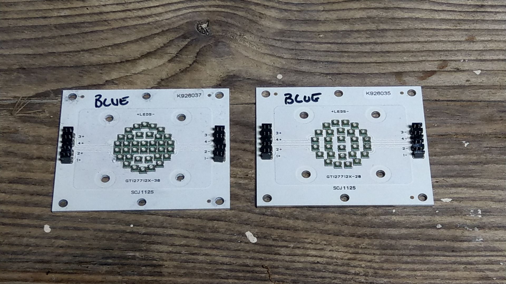 2x Assembly of LED PCB complete single blue 4x8 LED's
