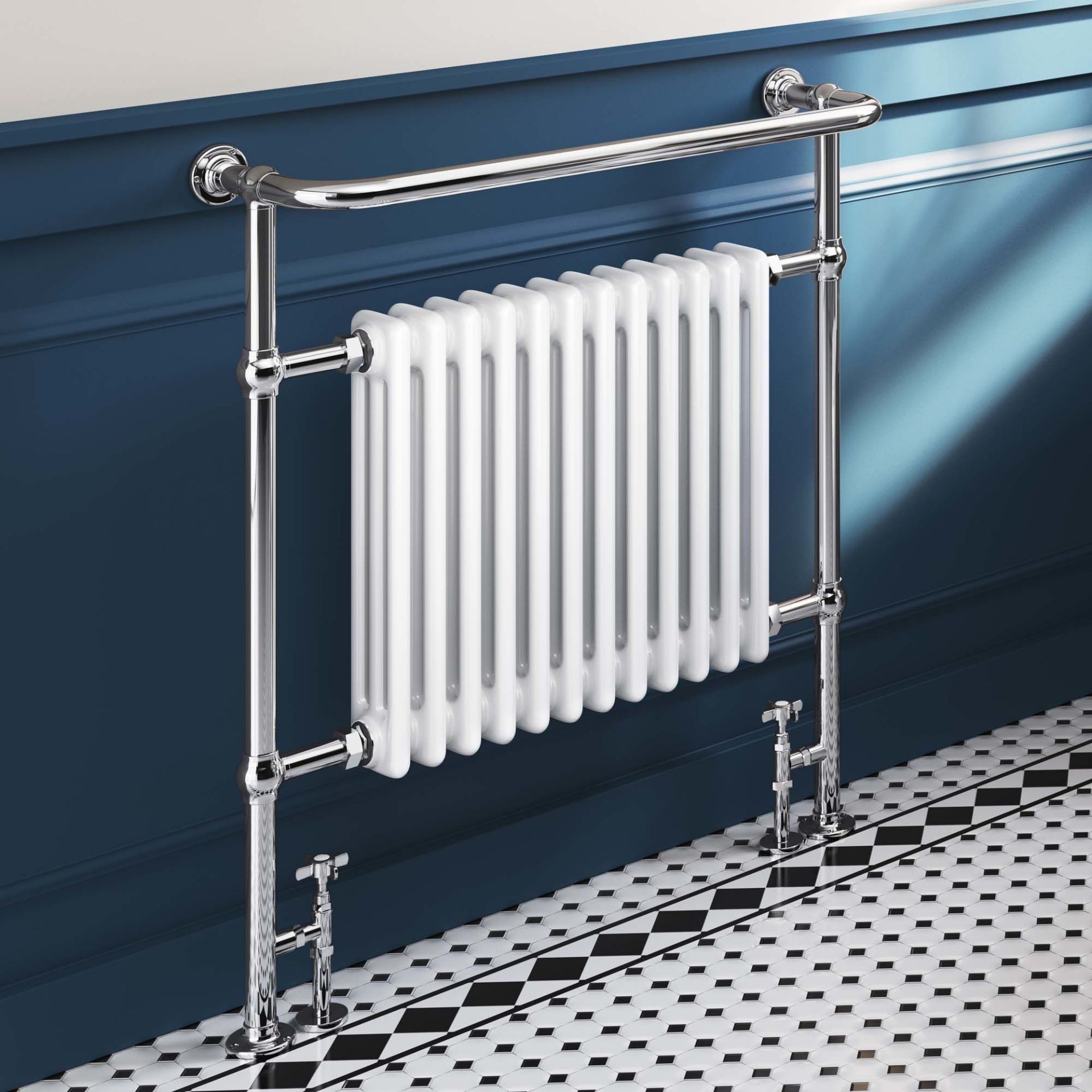 (MW6) 952x839mm Large Traditional White Premium Towel Rail Radiator. RRP £369.99. Made from low