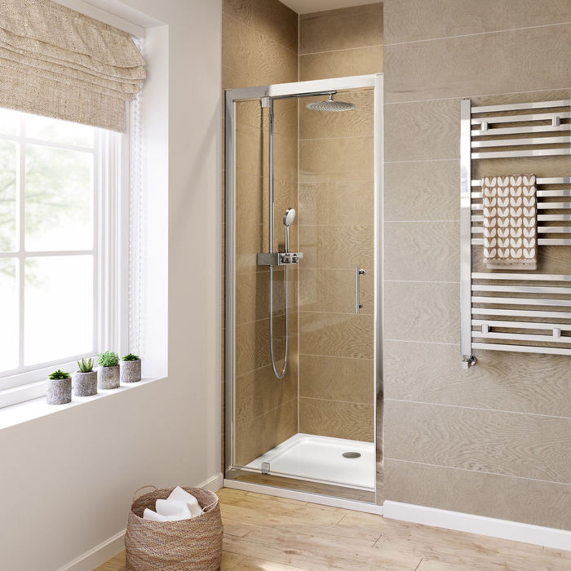 (XM179) 760mm - 6mm - Elements Pivot Shower Door. RRP £299.99. 6mm Safety Glass Fully waterproof - Image 2 of 3