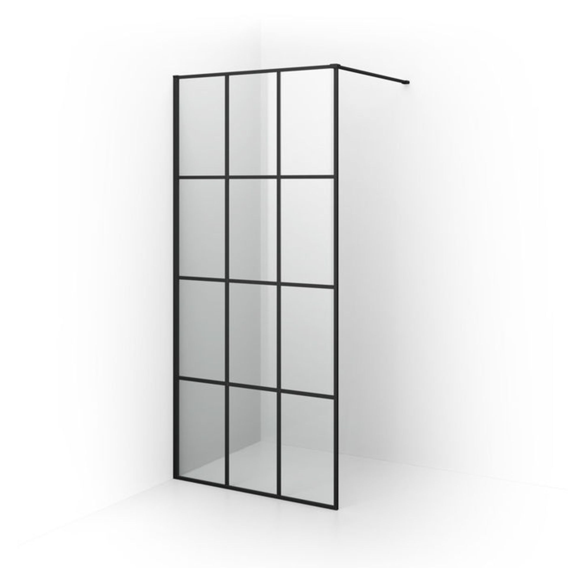 (MW50) 900mm - 8mm Designer Black Shoji Crittall Style Shower Screen. RRP £399.99. EasyClean coating - Image 4 of 5