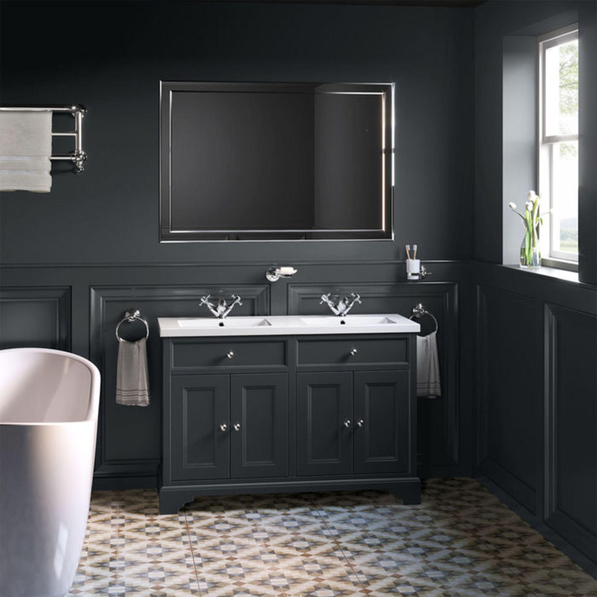 (MW2) 1200mm Loxley Charcoal Double Basin Vanity Unit - Floor Standing. Comes complete with basin. - Image 3 of 6