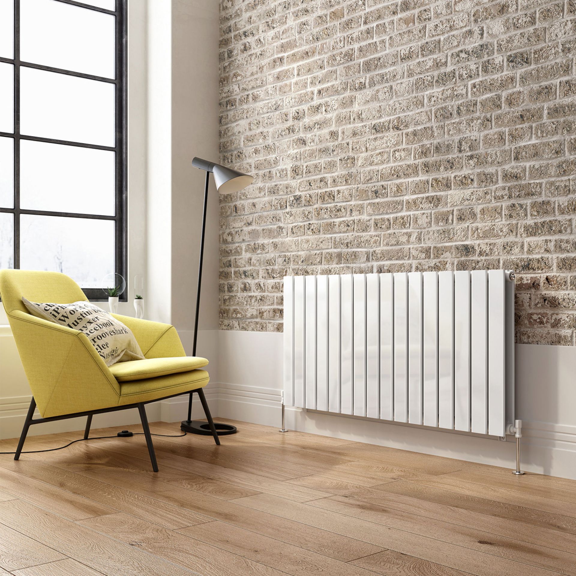 (MW16) 600x1210mm Gloss White Double Flat Panel Horizontal Radiator - Premium. RRP £499.99. Made