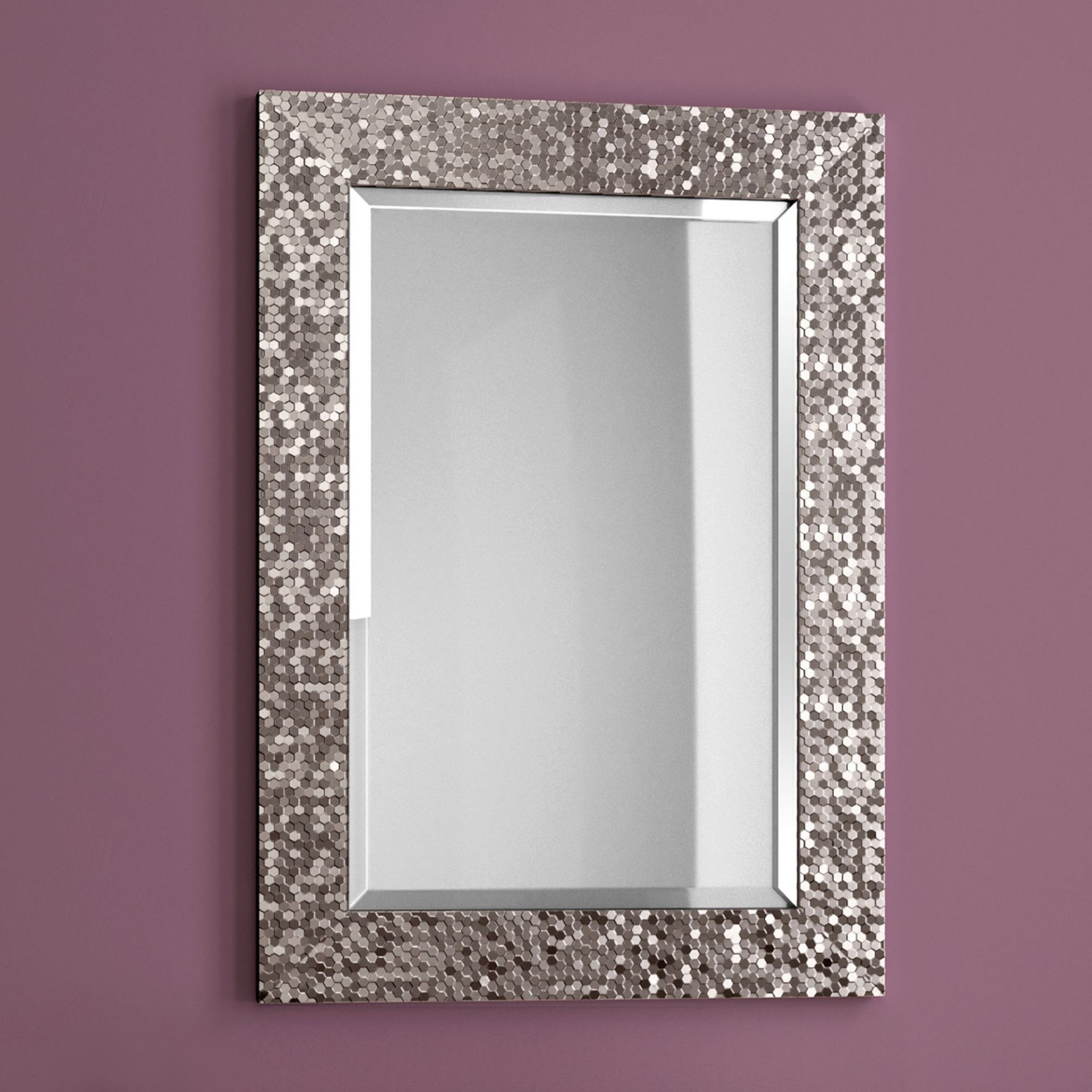 (MW28) 500x700mm Holly Pewter Bevelled Framed Mirror. RRP £79.99. Made from eco friendly recycled