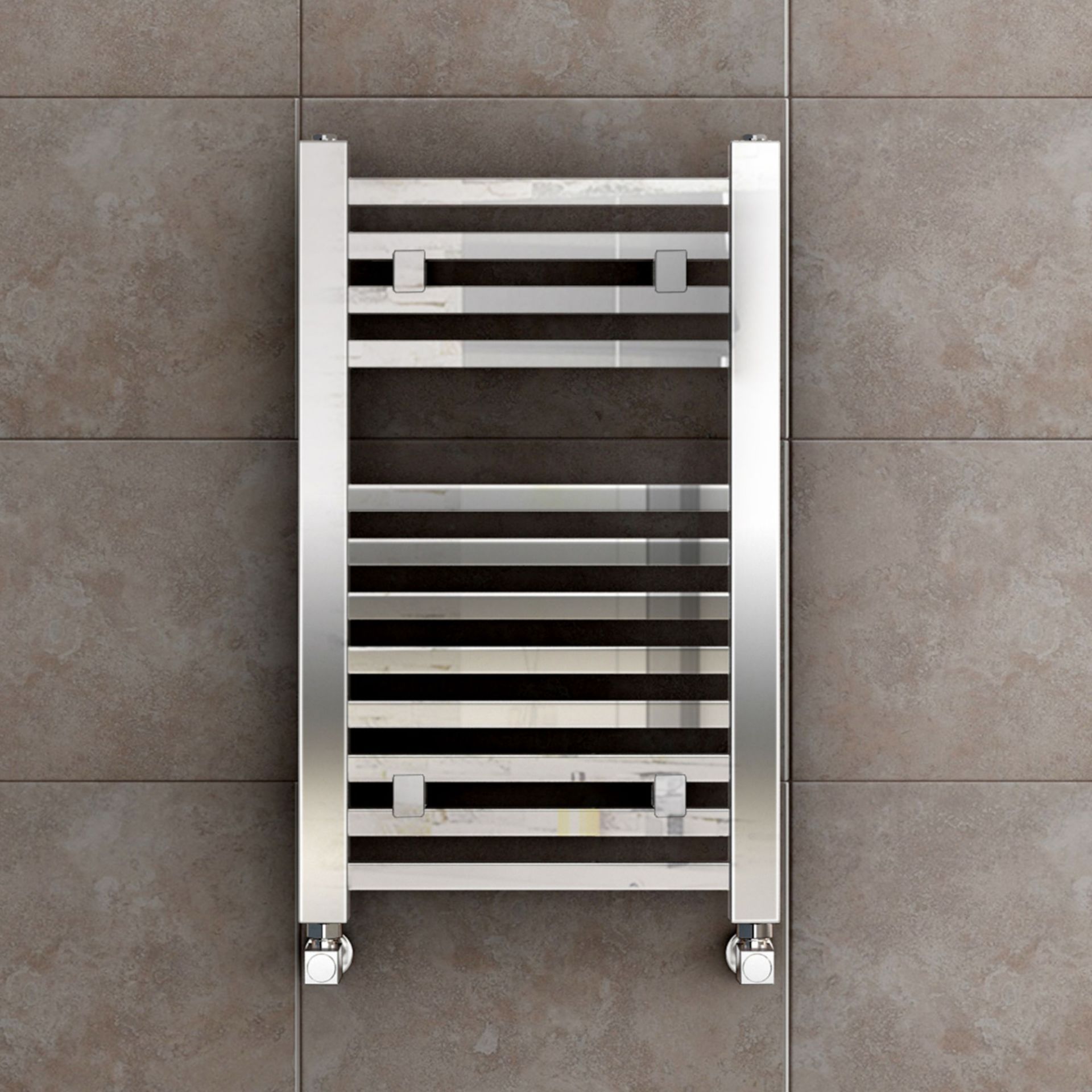 (MW13) 650x400mm Chrome Square Rail Ladder Towel Radiator. Made from low carbon steel with a high