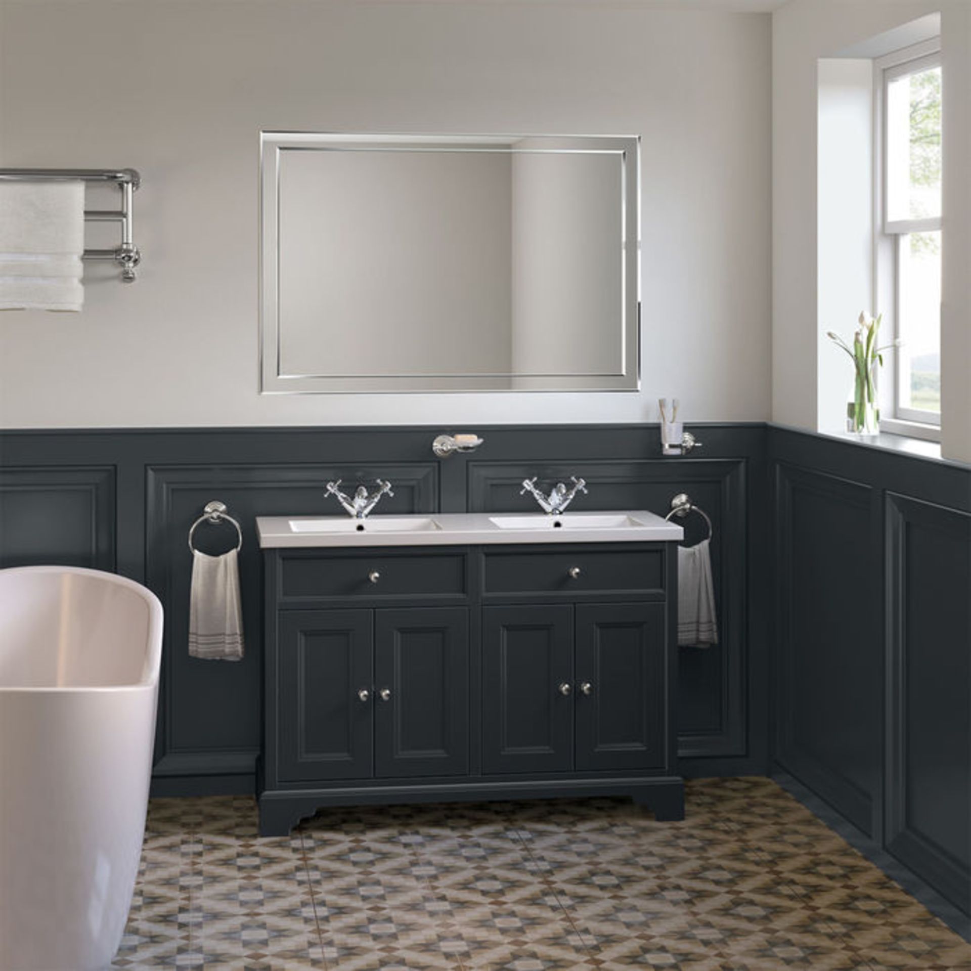 (MW2) 1200mm Loxley Charcoal Double Basin Vanity Unit - Floor Standing. Comes complete with basin. - Image 4 of 6