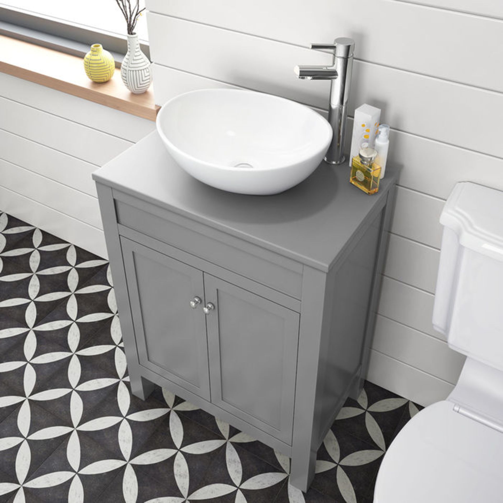 (MW5) 600mm Melbourne Grey Countertop Unit and Camila Basin - Floor Standing. RRP £499.99. Comes - Image 3 of 5