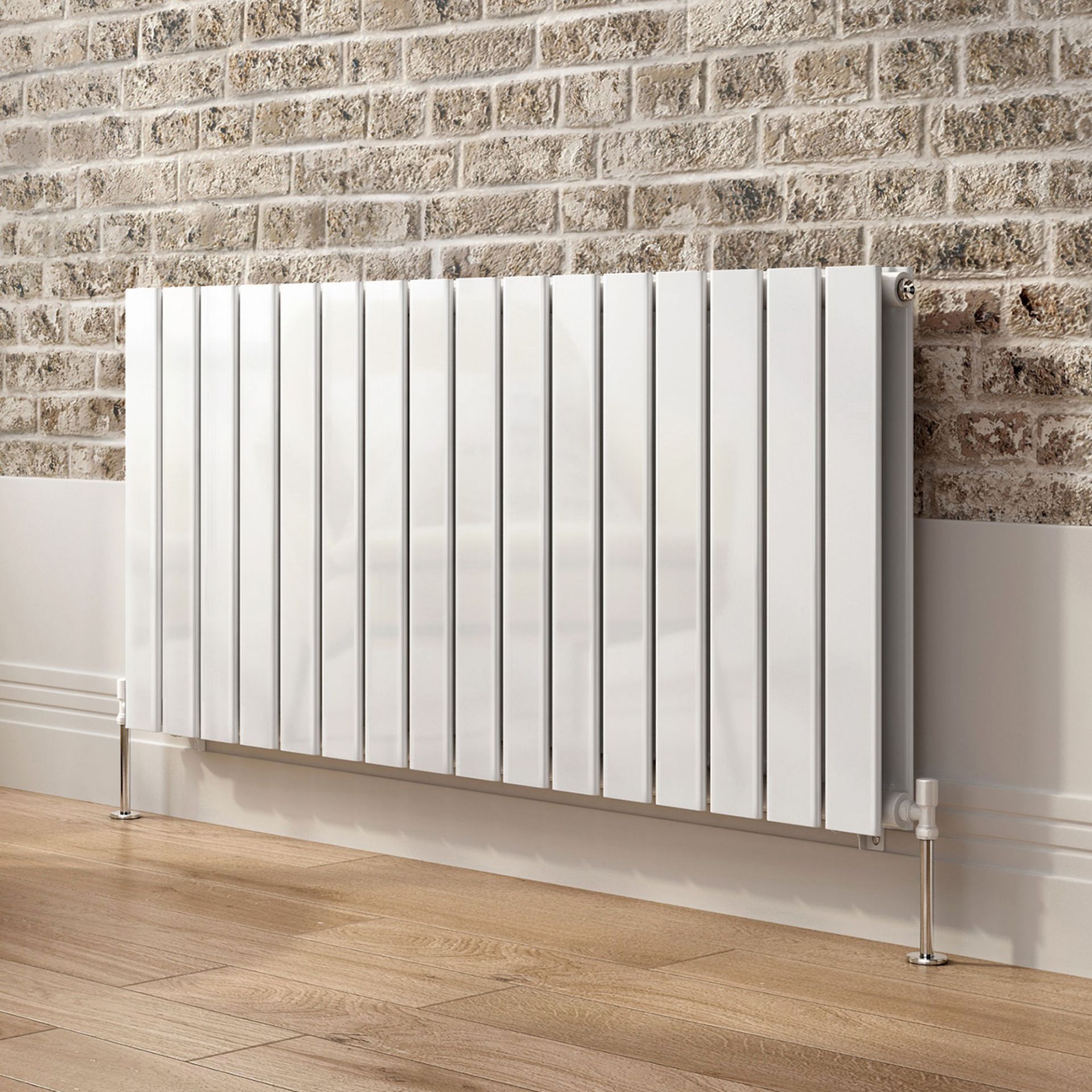 (MW16) 600x1210mm Gloss White Double Flat Panel Horizontal Radiator - Premium. RRP £499.99. Made - Image 3 of 10