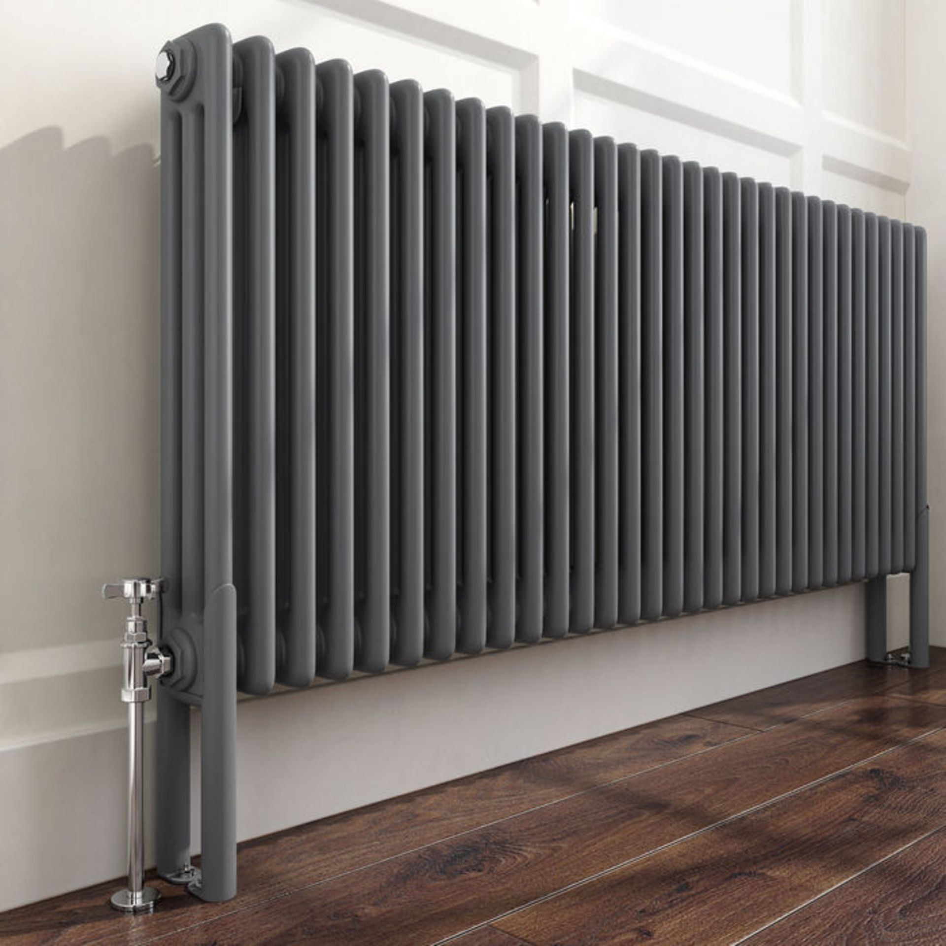 (MW187) 300x102 - Wall Mounting Feet For 3 Bar Radiators - Anthracite. Can be used to floor mount - Image 2 of 3