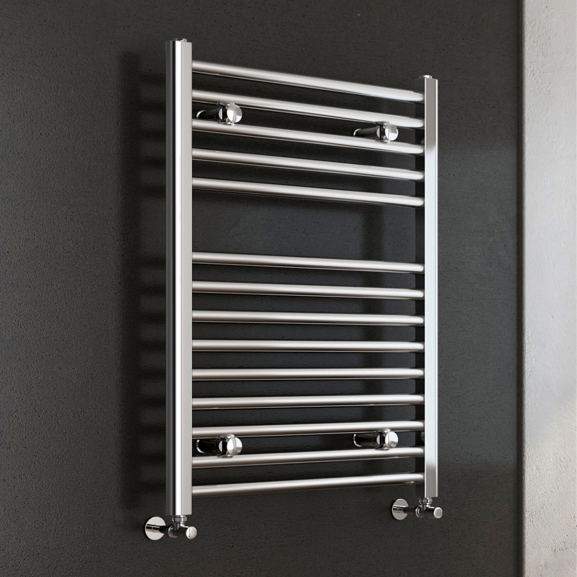 (MW8) 800x600mm - 25mm Tubes - Chrome Heated Straight Rail Ladder Towel Radiator. This premium range