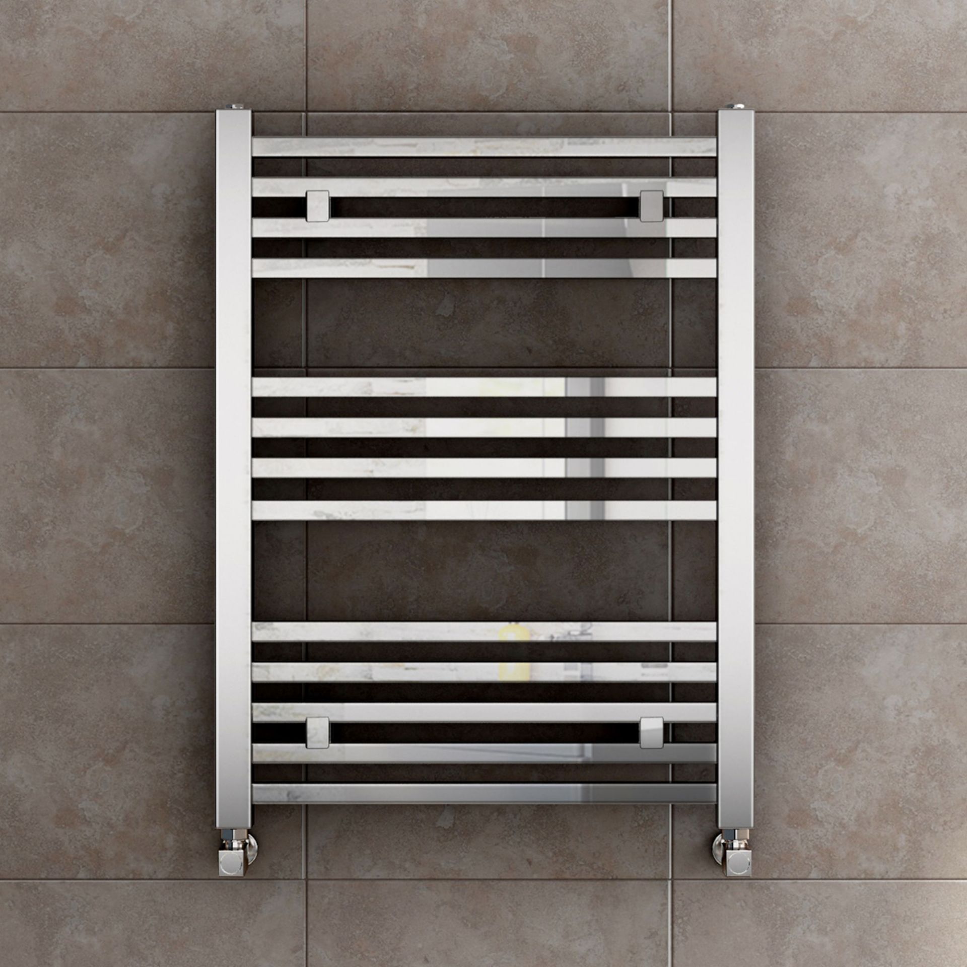 (MW108) 800x600mm Chrome Square Rail Ladder Towel Radiator. Made from low carbon steel with a high