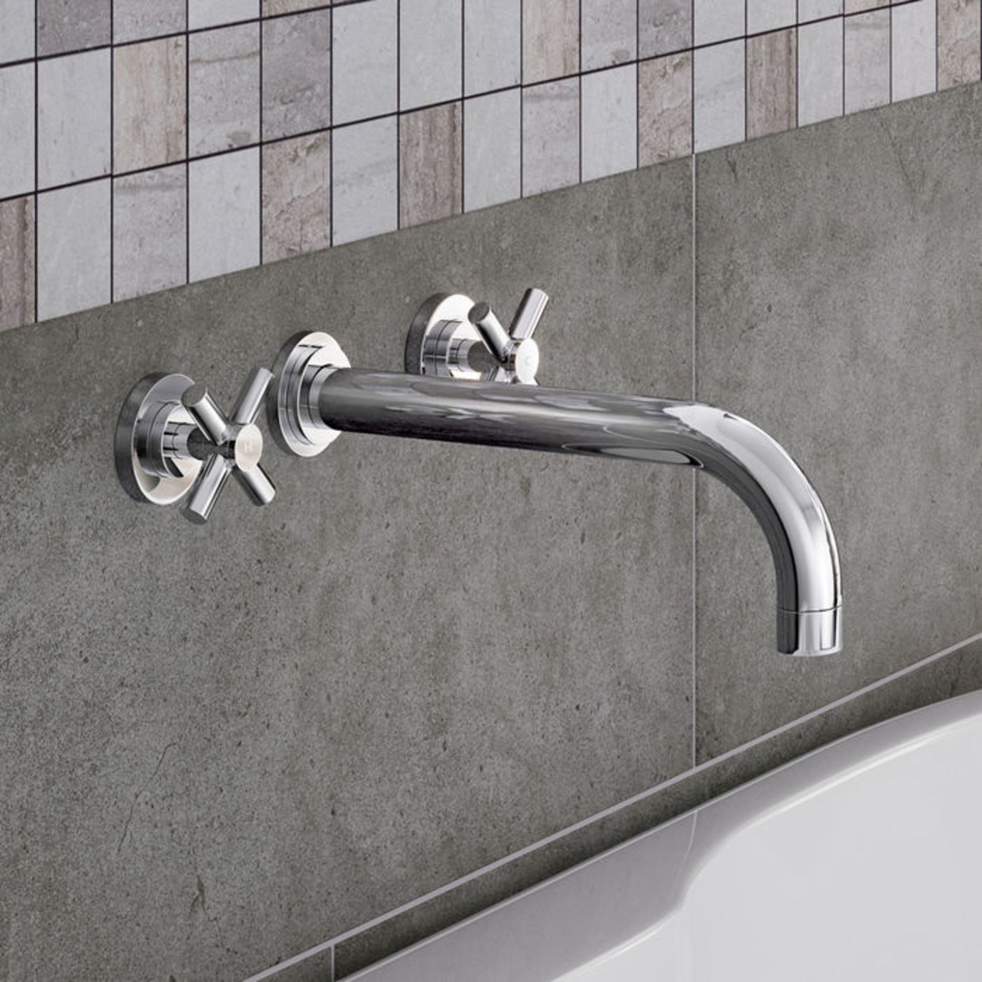 (MW188) Austin Crosshead Chrome Wall Mounted Bath Filler. Beautiful chrome finish Contemporary - Bild 3 aus 4