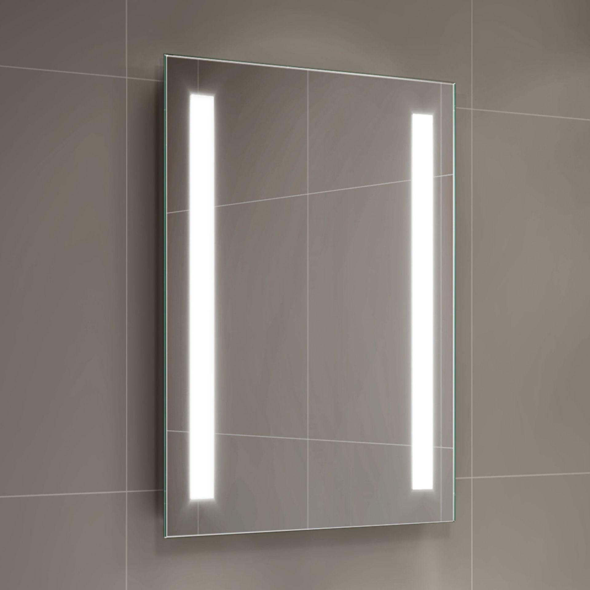 (KR196) 500x700mm Omega Illuminated LED Mirror - Battery Operated Energy saving controlled On /