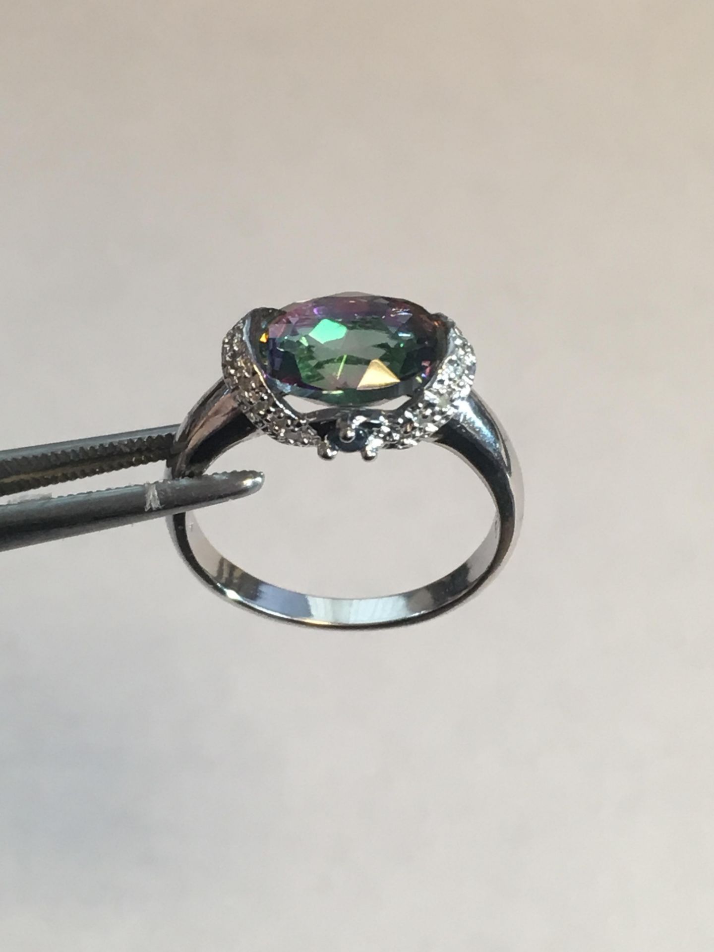Mystic Gemstome and diamond sterling silver Ring - Image 2 of 2