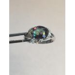 Mystic Gemstome and diamond sterling silver Ring