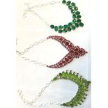 3 x Stunning Statement Necklaces. Sterling Silver with Created coloured stones