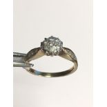 9ct Ladies Diamond Cluster Ring with Diamond Embedded Shoulders