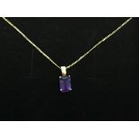 9k Yellow Gold Necklace with Amethyst Pendant