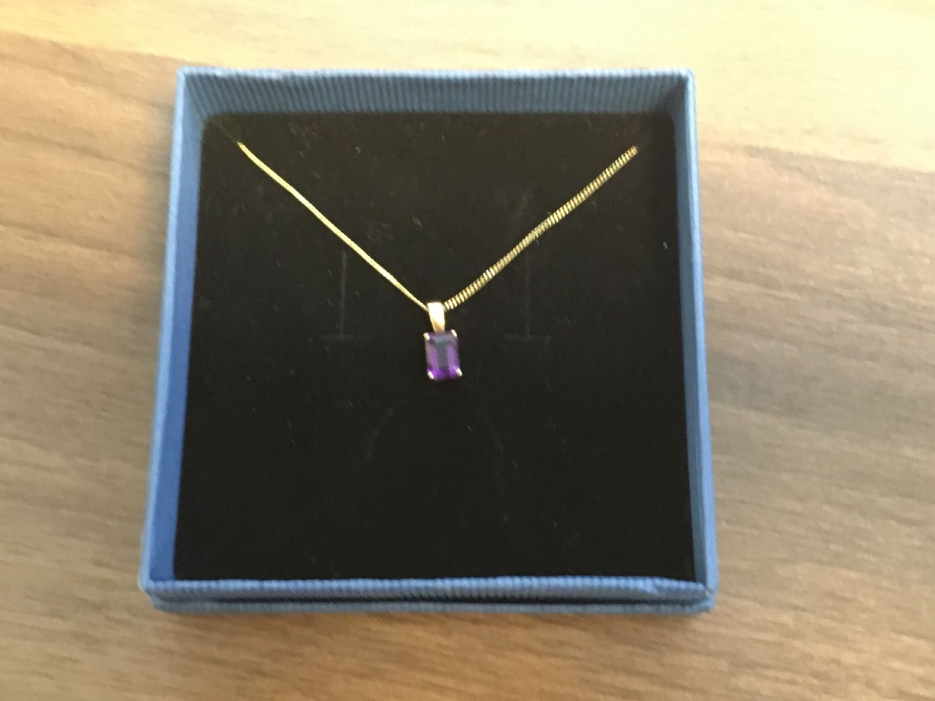 9k Yellow Gold Necklace with Amethyst Pendant - Image 2 of 2
