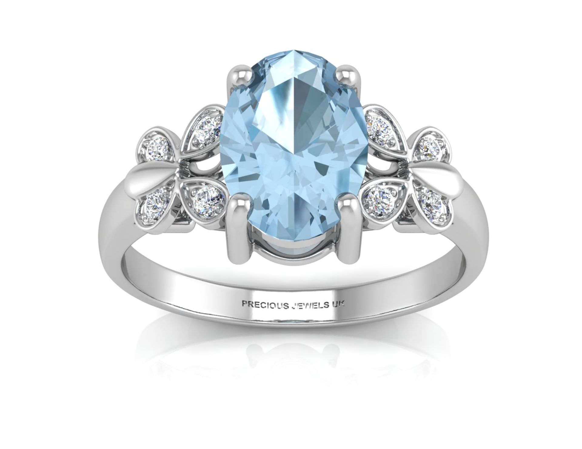 9ct White Gold Diamond And Blue Topaz Ring 0.03 - Image 3 of 5
