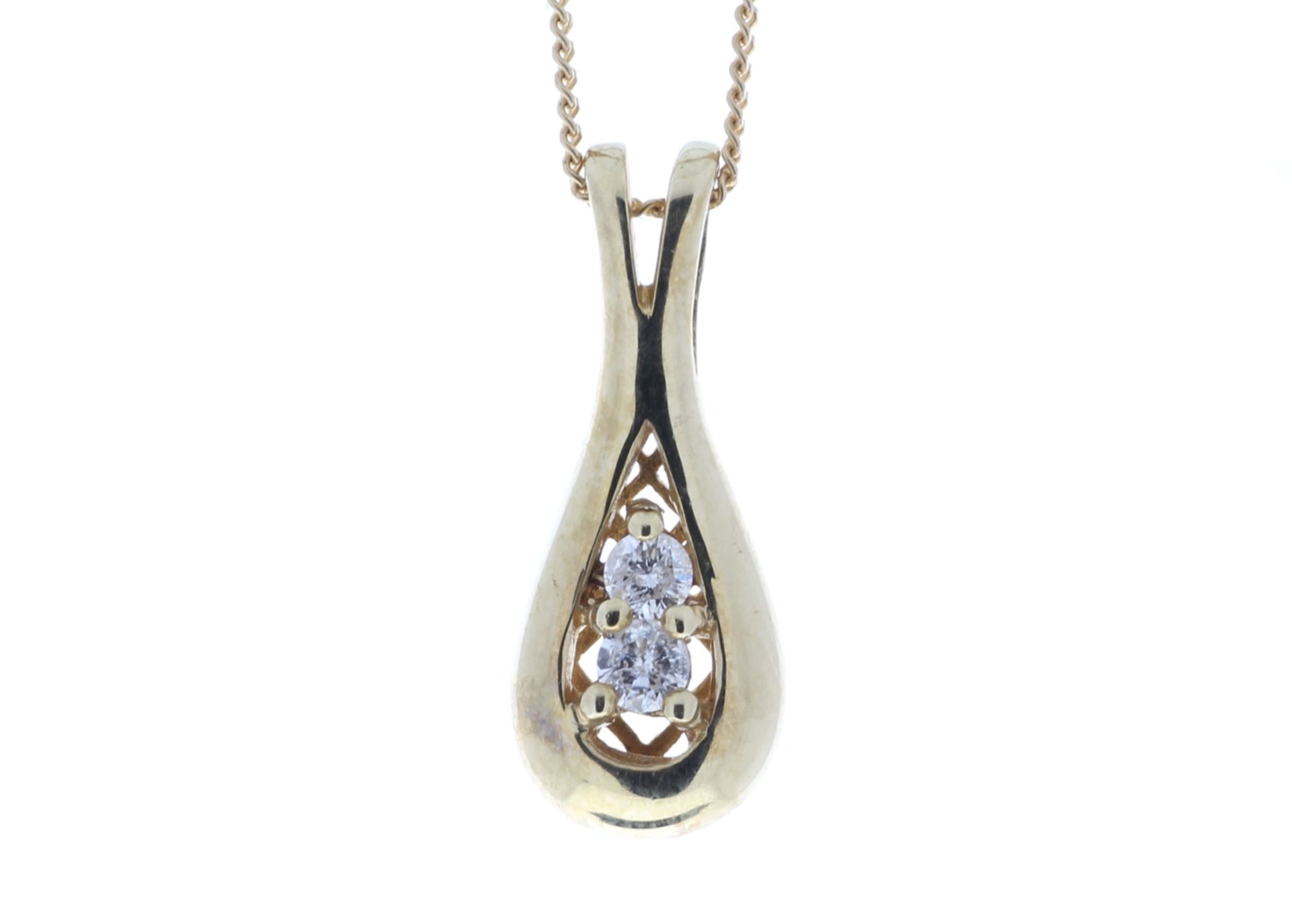 9ct Two Stone Claw Set Diamond Pendant 0.33