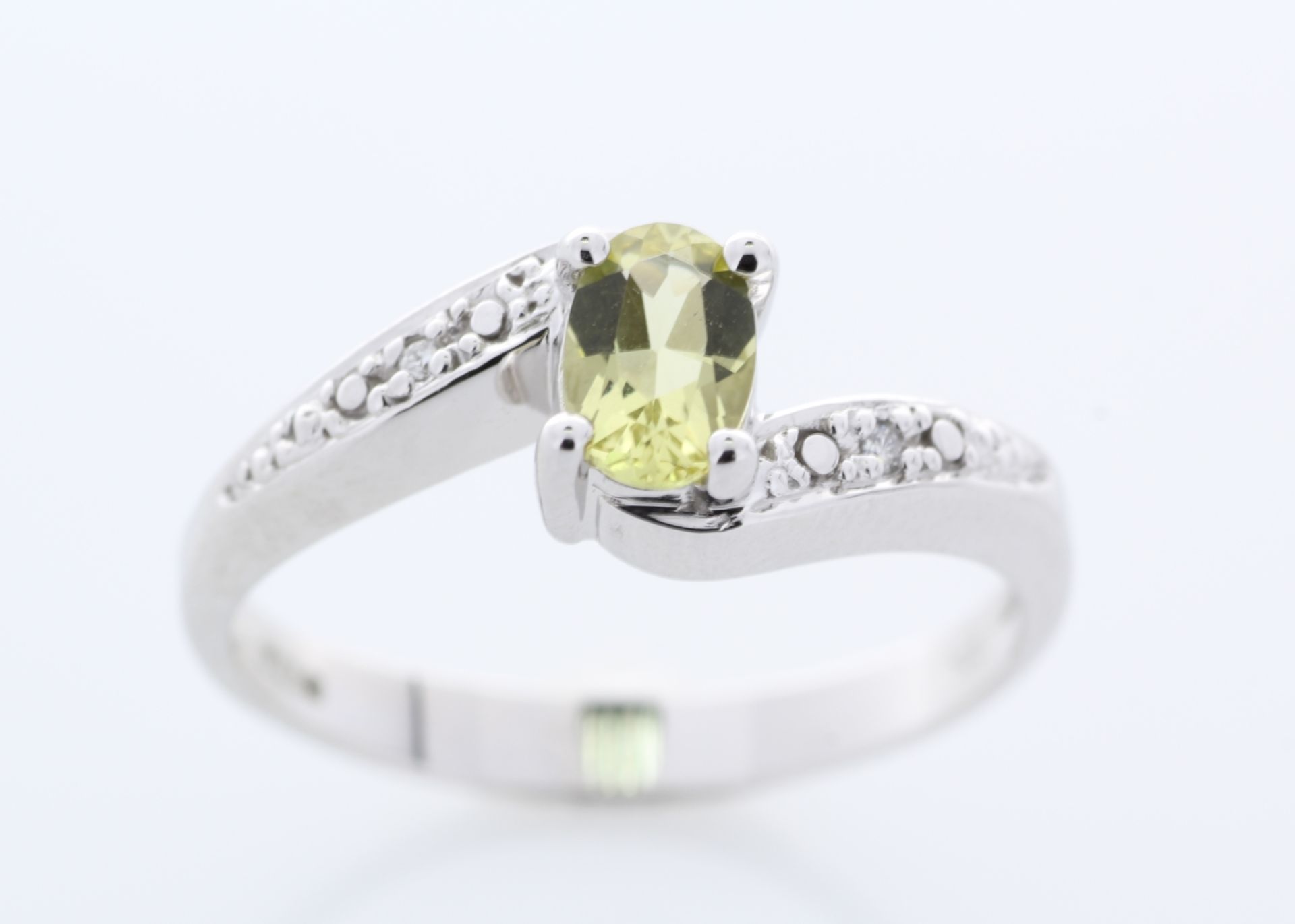 9ct White Gold Diamond And Lemon Quartz Ring 0.01 - Image 5 of 8