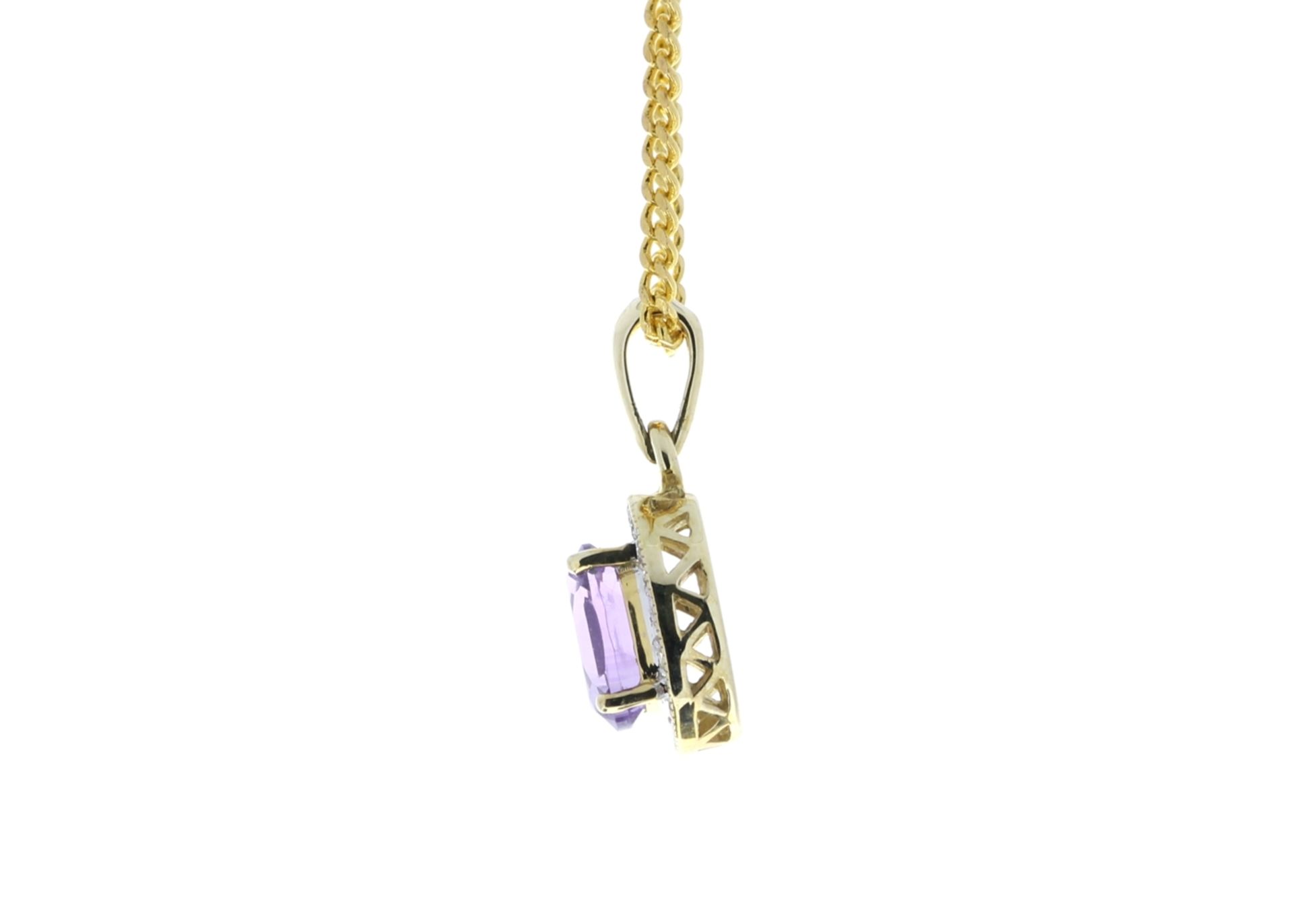 9ct Yellow Gold Amethyst And Diamond Pendant 0.11 - Image 3 of 5