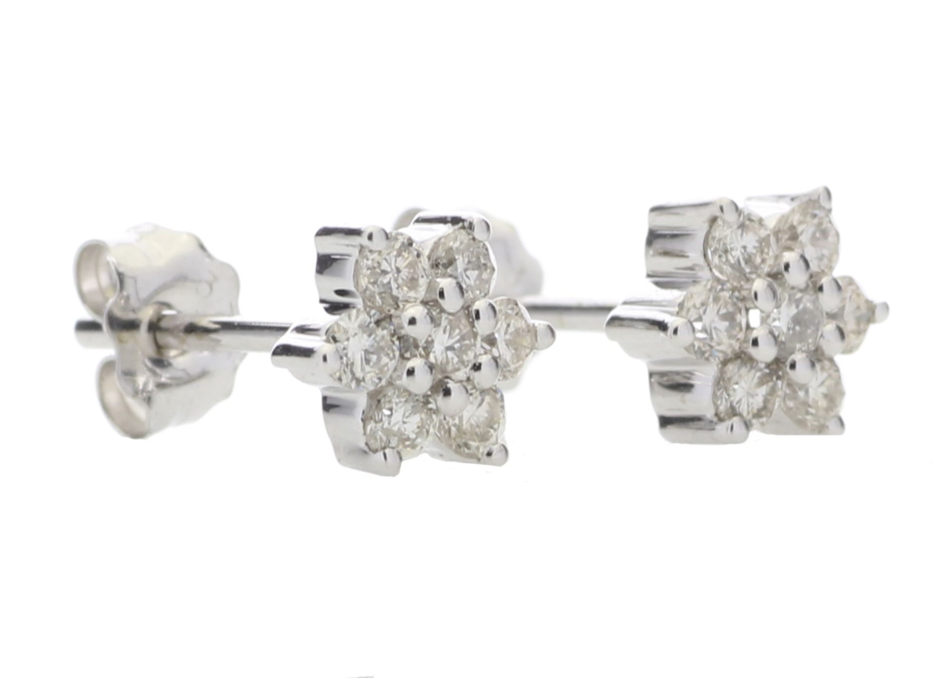 9ct White Gold Diamond Flower Earring 0.45 - Image 4 of 5