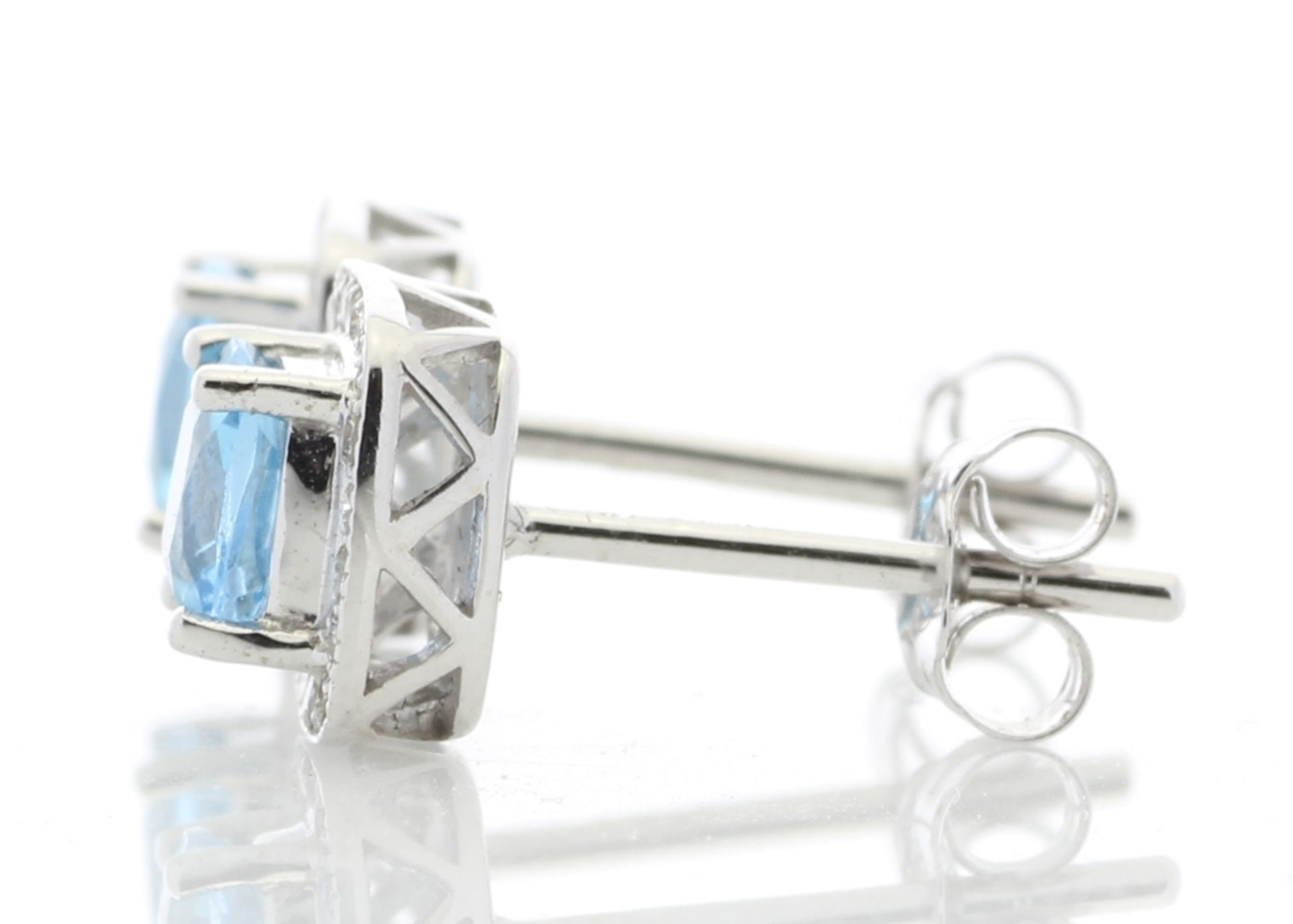 9ct White Gold Blue Topaz Diamond Earring 0.20 - Image 3 of 5