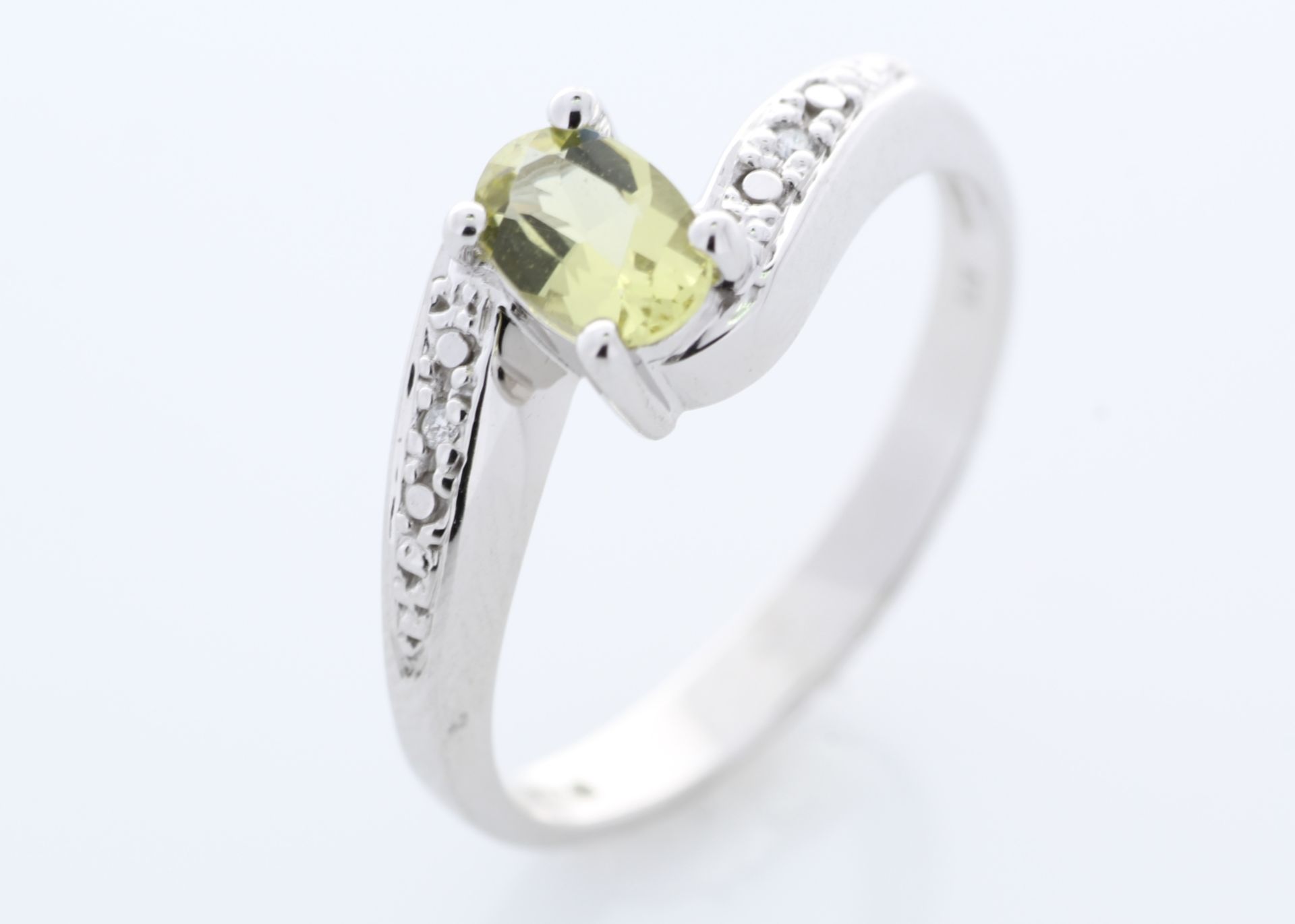 9ct White Gold Diamond And Lemon Quartz Ring 0.01 - Image 7 of 8