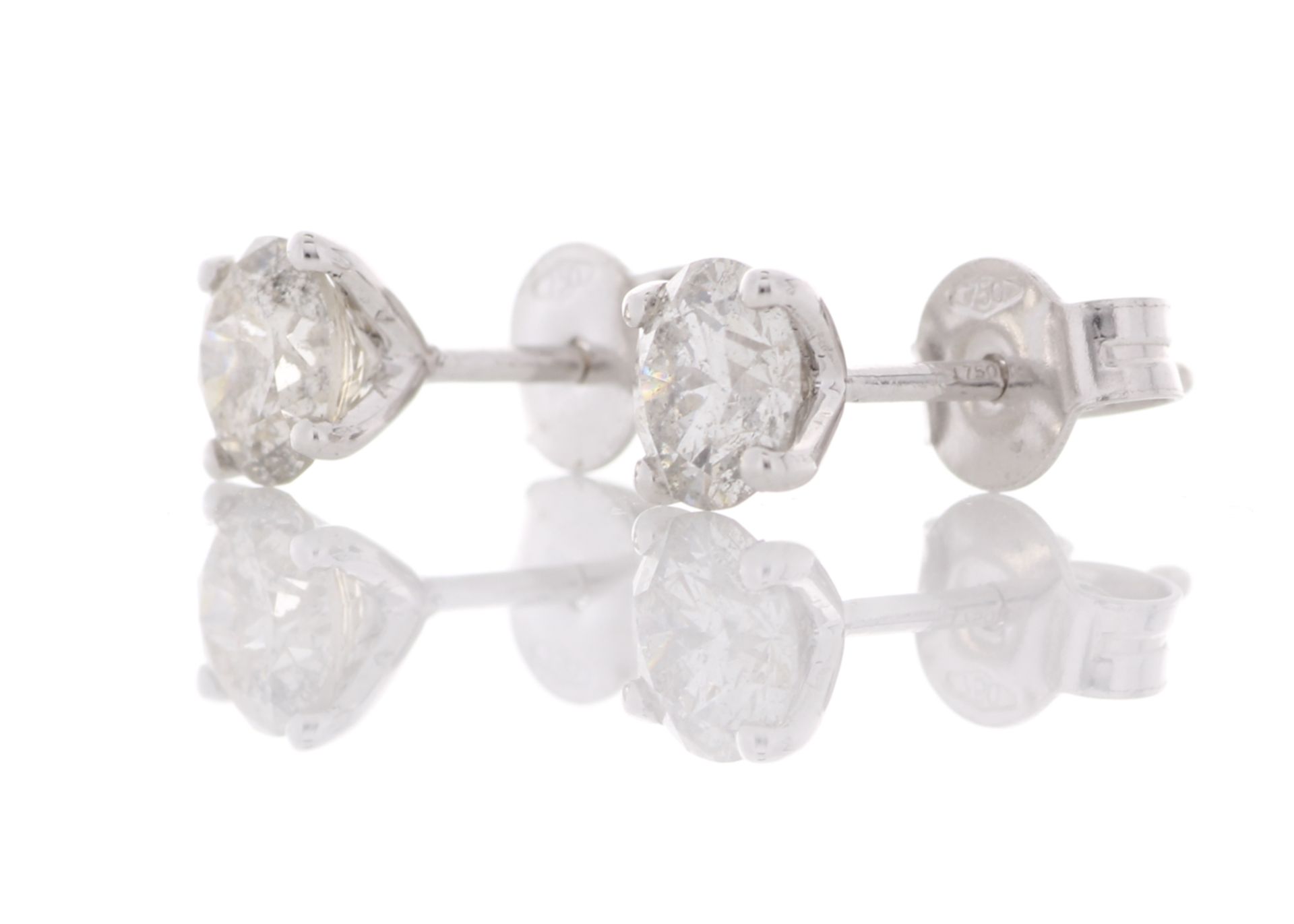 18ct White Gold Single Stone Prong Set Diamond Earring 1.14 - Image 3 of 3